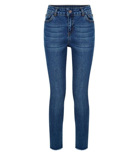 Teens Blue Fray Hem Skinny Jeans | New Look