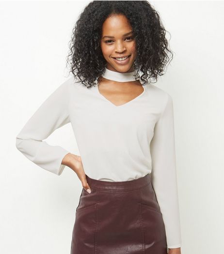 Cream Choker Long Sleeve Top | New Look