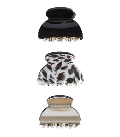 3 Pack Black Pink And Gold Bulldog Clips | New Look
