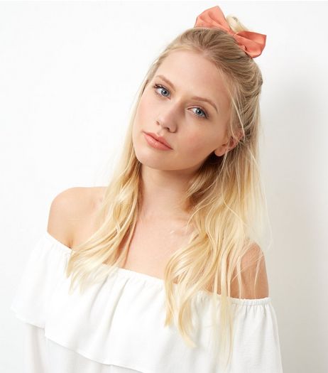 Orange Satin Bow Hair Clip | New Look