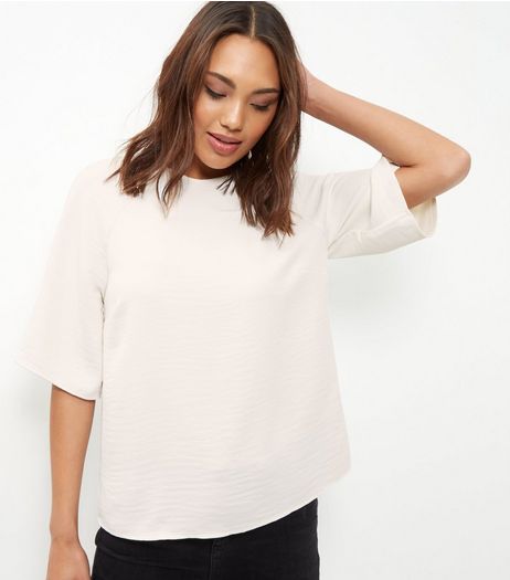 White Textured 1/2 Sleeve Boxy Top | New Look