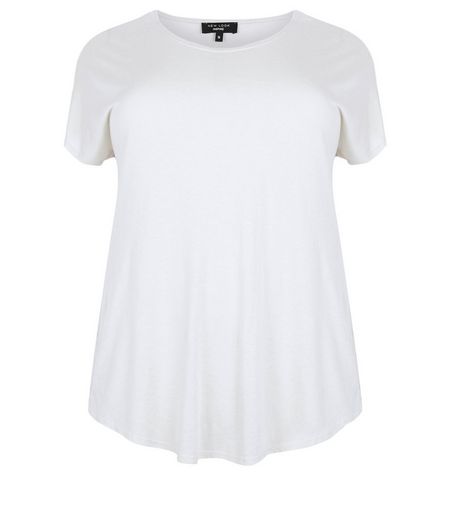 Curves White Side Split T-shirt | New Look