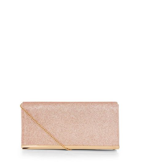 Rose Gold Glitter Clutch | New Look