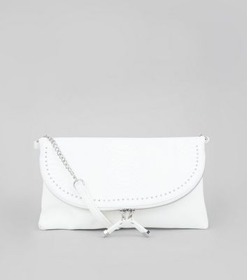 white studded clutch bag