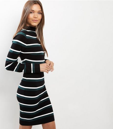 Tall Black Stripe Bodycon Midi Dress | New Look