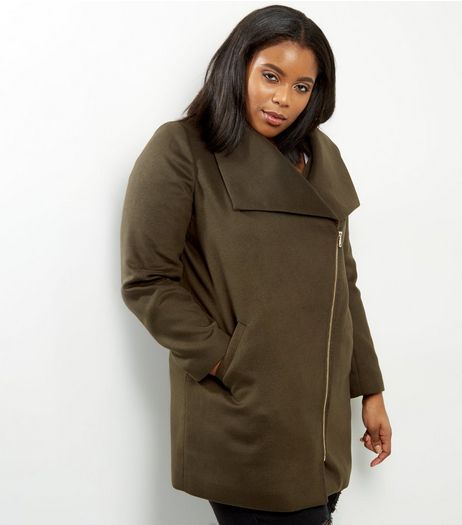 Curves Khaki Military Coat | New Look