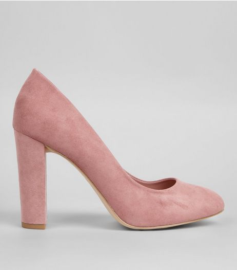 Wide Fit Pink Suedette Block Heels | New Look