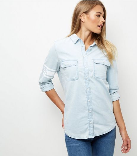 Blue Varsity Denim Shirt | New Look
