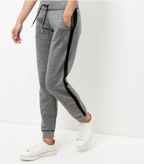 Grey Fine Knit Tape Trim Joggers | New Look
