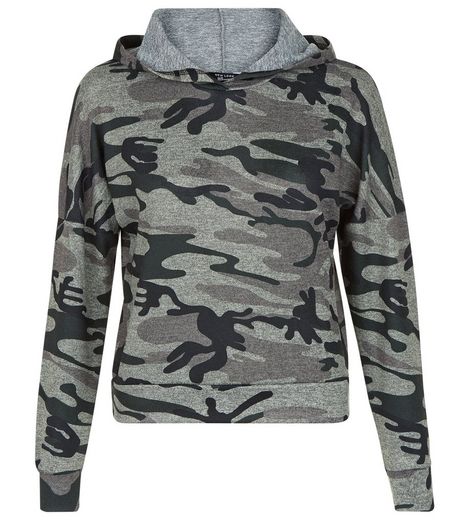 Teens Khaki Camo Print Hoodie | New Look