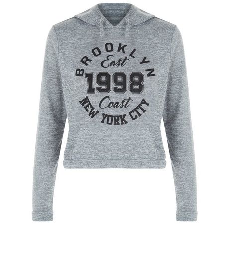 Teens Grey Brooklyn 1998 NYC Print Hoody | New Look