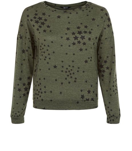 Teens Khaki Star Print Sweater | New Look