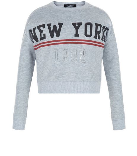 Girls Grey New York 1992 Sweater | New Look