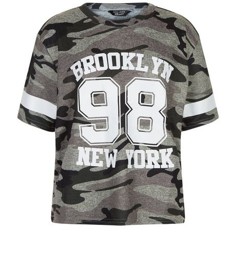 Teens Khaki 98 Camo Print T-Shirt | New Look