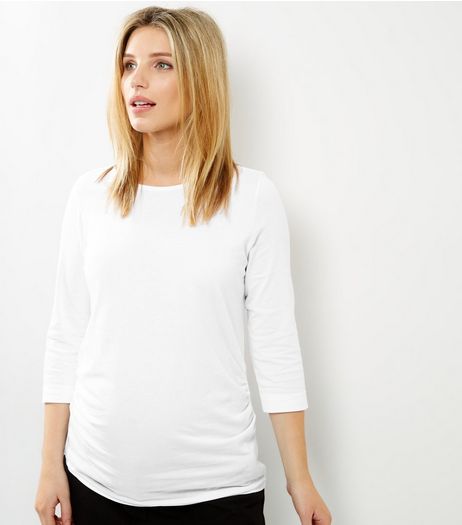 Maternity White 3/4 Sleeve Top | New Look