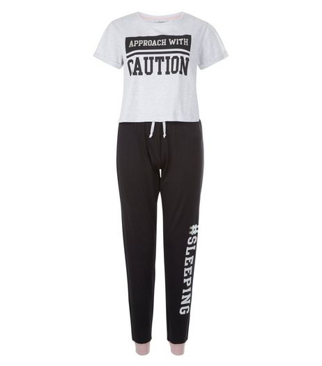 Teens Light Grey Pyjama Top and Bottoms | New Look