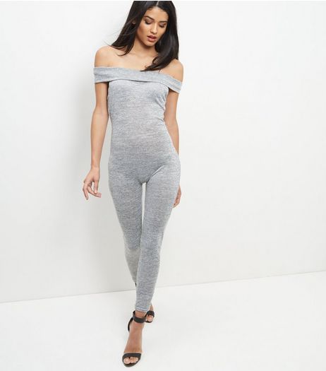 Blue Vanilla Grey Bardot Jumpsuit | New Look