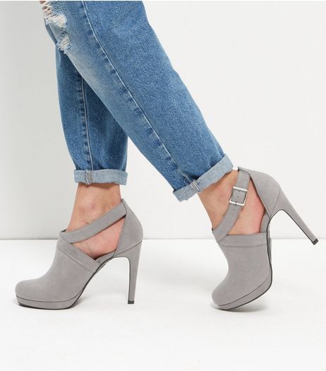 Grey Suedette Sling Back Court Shoes | New Look