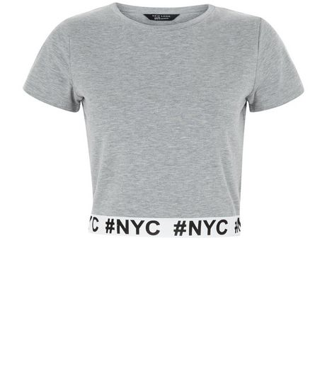 Teens Grey NYC Print Elasticated Hem T-Shirt | New Look