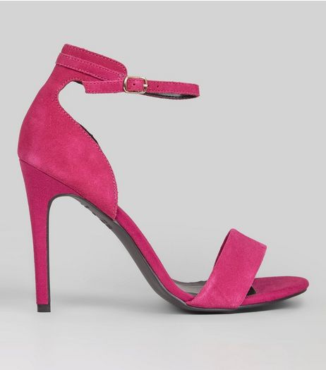 Pink Suede Ankle Strap Heeled Sandals | New Look