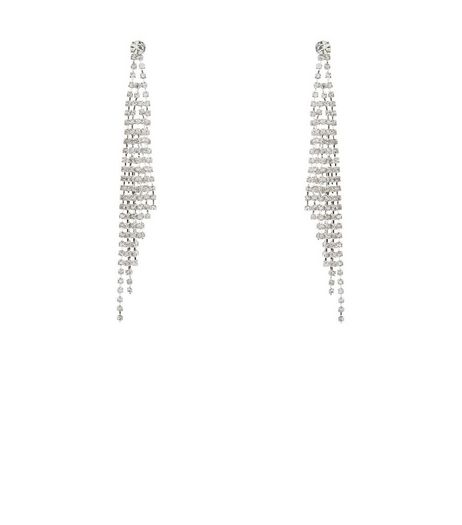 Crystal Asymmetric Drop Chanedlier Earrings | New Look