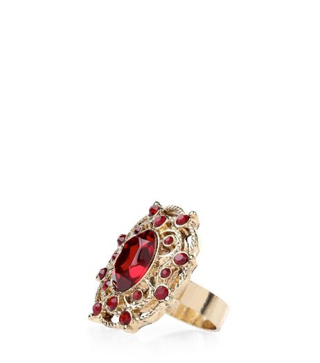 Red Stone Cocktail Ring | New Look