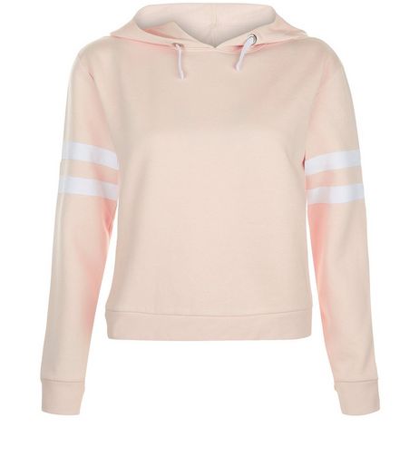 Teens Shell Pink Contrast Trim Hoodie | New Look