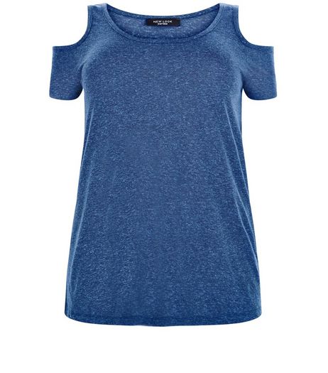Curves Blue Cold Shoulder Top | New Look