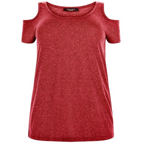 Curves Red Cold Shoulder Top | New Look