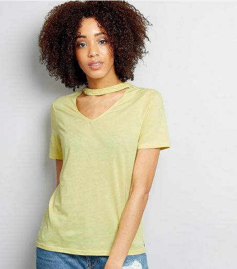 Yellow Choker Neck Oversized T-Shirt | New Look