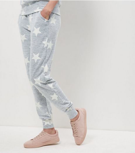 Grey Star Print Joggers | New Look