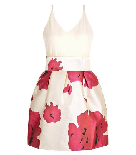 AX Paris Cream Floral Print 2 in 1 Dress | New Look