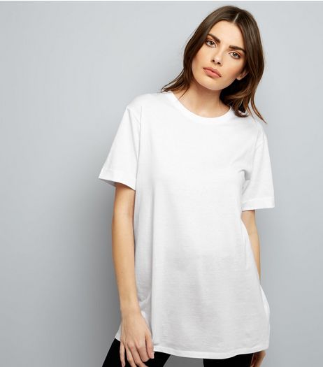 Tall White Rolled Sleeve Boyfriend T-shirt | New Look