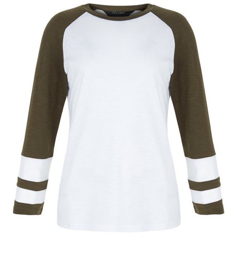 Teens Khaki Raglan Sleeve Mesh Panel Top | New Look
