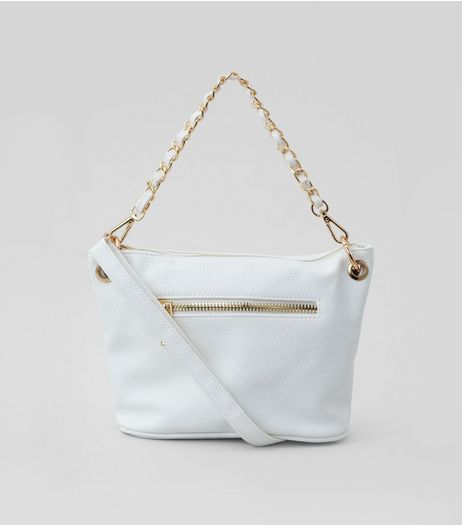 White Chain Strap Cross Body Bag | New Look