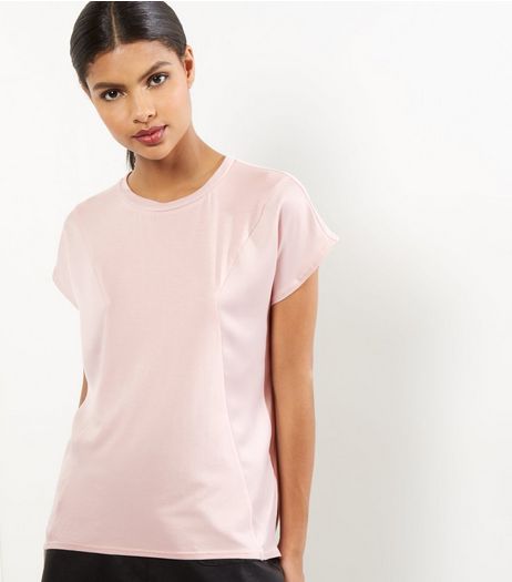 Tall Shell Pink Sateen Longline T-shirt | New Look