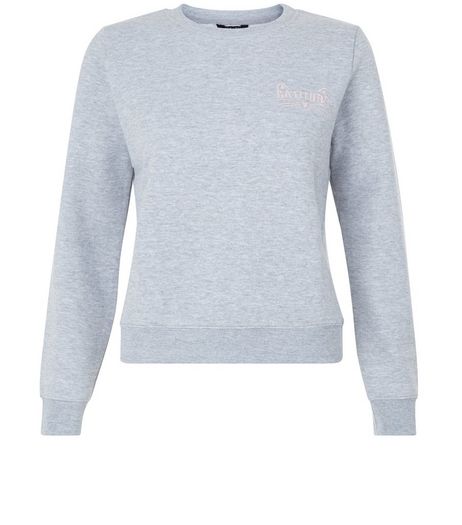 Teens Grey Embroidered Catitude Print Sweater | New Look