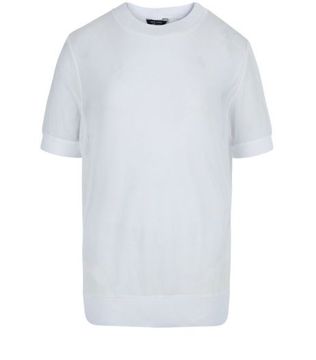 Teens White Sheer Cuffed Hem T-Shirt | New Look