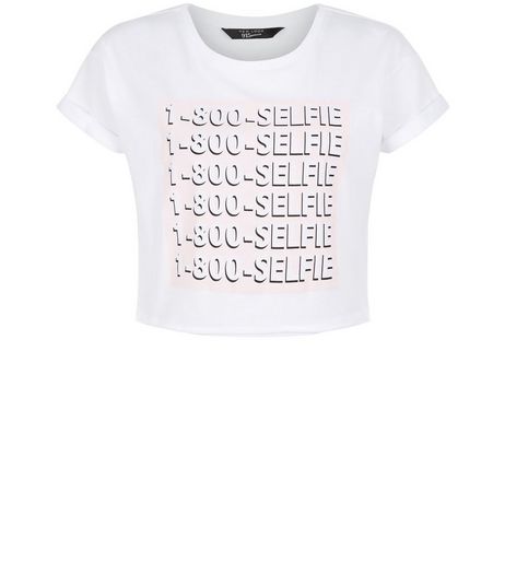 Teens White 1-800-Selfie Crop Top | New Look