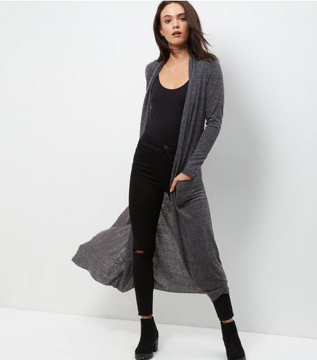 Mela Grey Knitted Maxi Coat | New Look