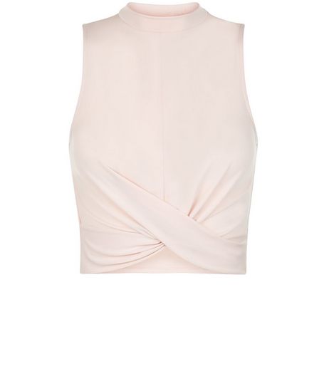 Teens Shell Pink Twist Front Sleeveless Turtle Neck | New Look