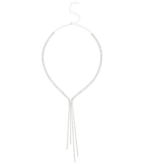 Crystal Diamante Drop Necklace | New Look