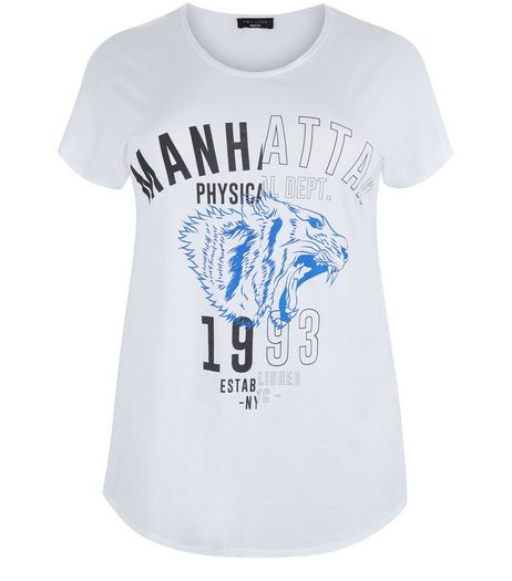Curves White Manhattan 1993 T-Shirt | New Look