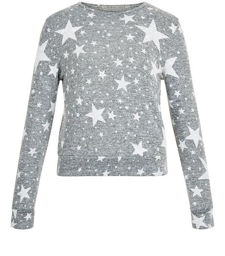 Girls Grey Star Print Jumper | New Look