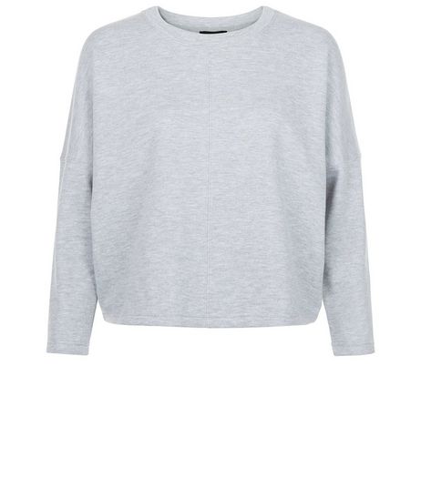 Petite Grey Batwing Crop Sweater | New Look