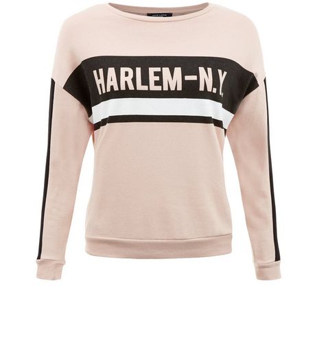 Shell Pink Harlem Print Sweater | New Look