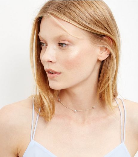 Rose Gold Diamante Ball Choker | New Look