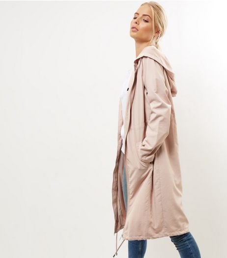 Shell Pink Drawstring Waist Longline Duster Coat | New Look