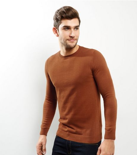 Tan Cotton Crew Neck Jumper | New Look