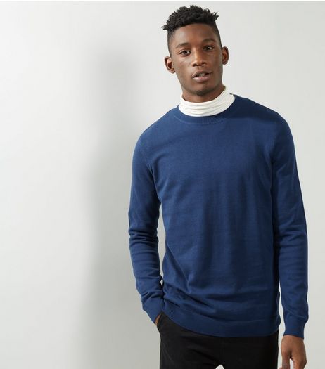 Navy Crew Neck Long Sleeve Sweater | New Look